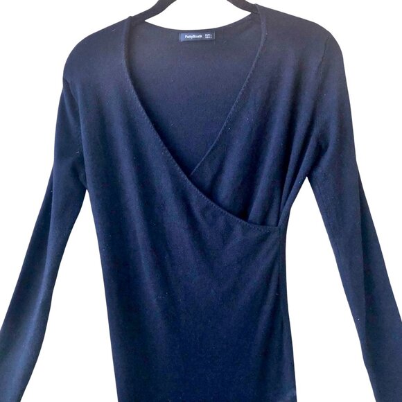 Patti Boutik Black Bodycon Dress Long Sleeve V-Neck Cross-Over Womens Large - Picture 11 of 14